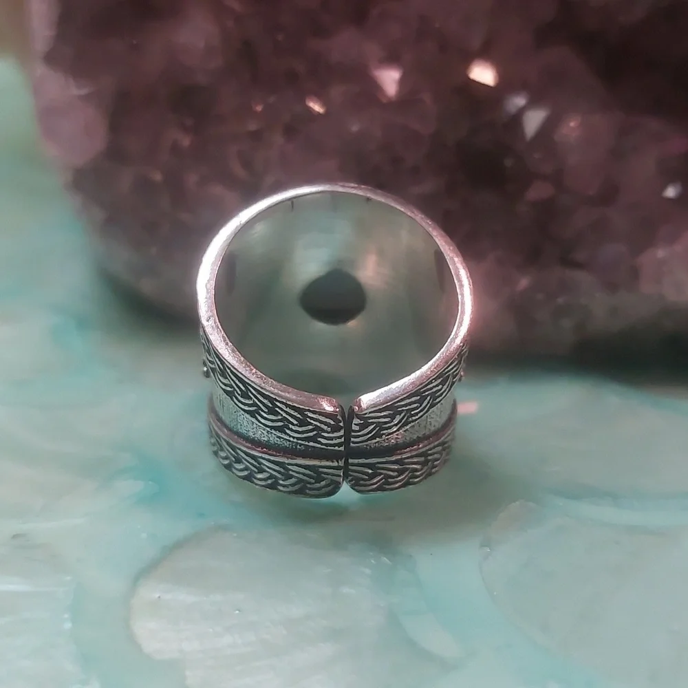 Wide Band Vintage Style Larimar Ring Size 7 - Picture 8 of 9